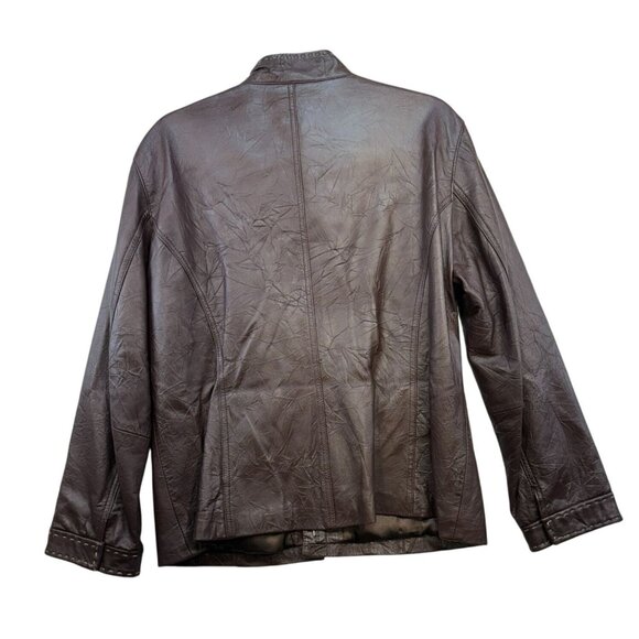 Chicos Womens Genuine Leather Jacket Size 2 Medium 10/12 Brown Pockets & Zipper - Picture 9 of 11